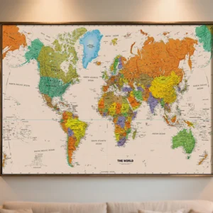 Mapa świata - nowoczesny plakat na ścianę