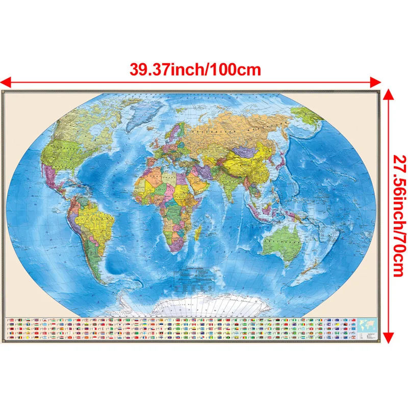 Plakat mapa świata polityczna z flagami Wzór 7