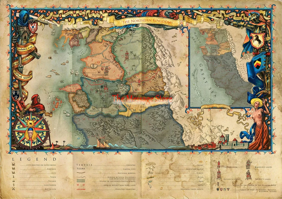 Plakat mapa swiata Wiedzmin - dekoracja dla gracza Wzór 1