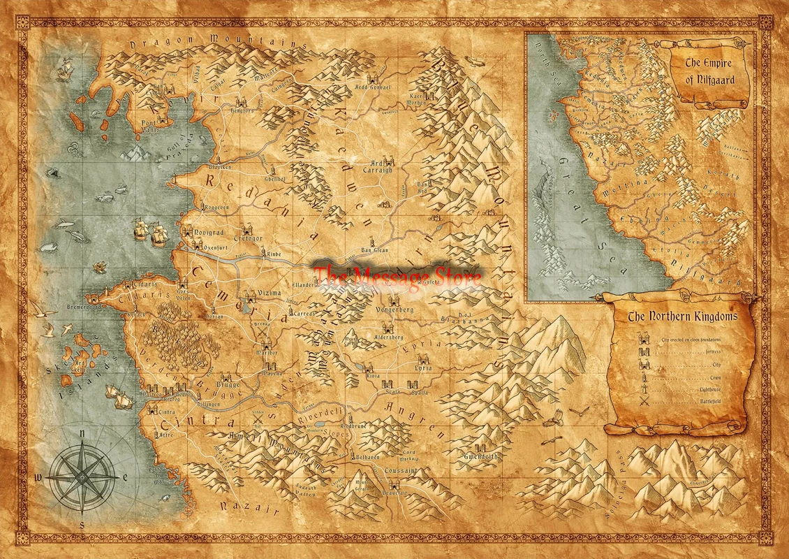 Plakat mapa swiata Wiedzmin - dekoracja dla gracza Wzór 2