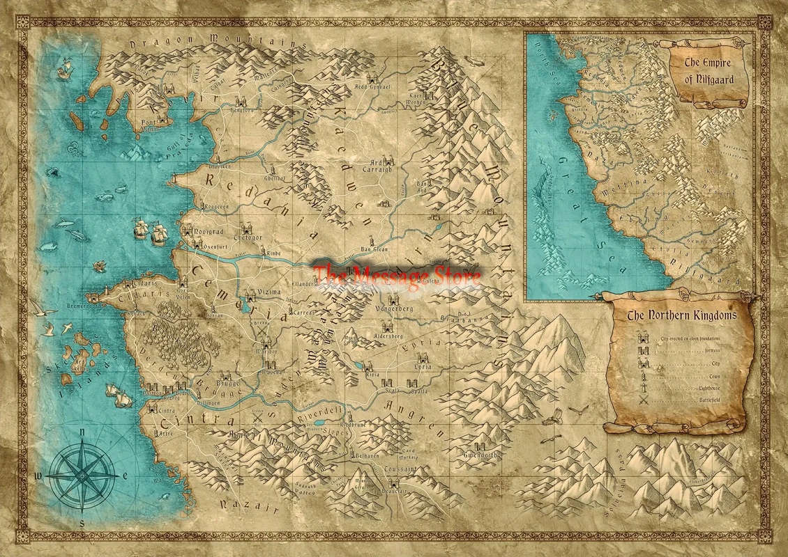 Plakat mapa swiata Wiedzmin - dekoracja dla gracza Wzór 4