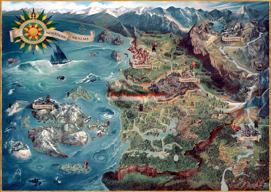 Plakat mapa swiata Wiedzmin - dekoracja dla gracza Wzór 6