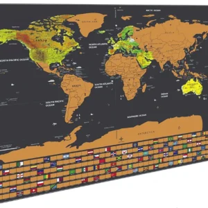 Plakat mapa świata - zdrapka podróżnika Niebieski