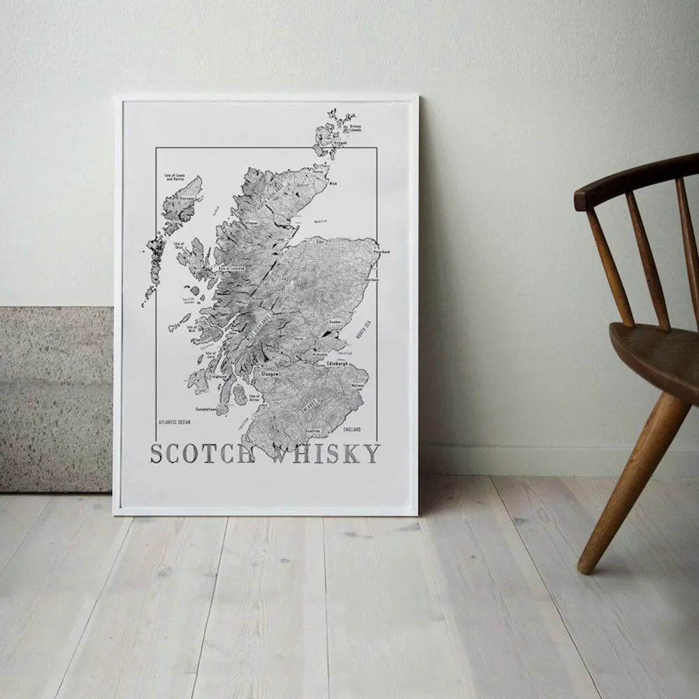 Plakat mapa whisky retro Wzór 2