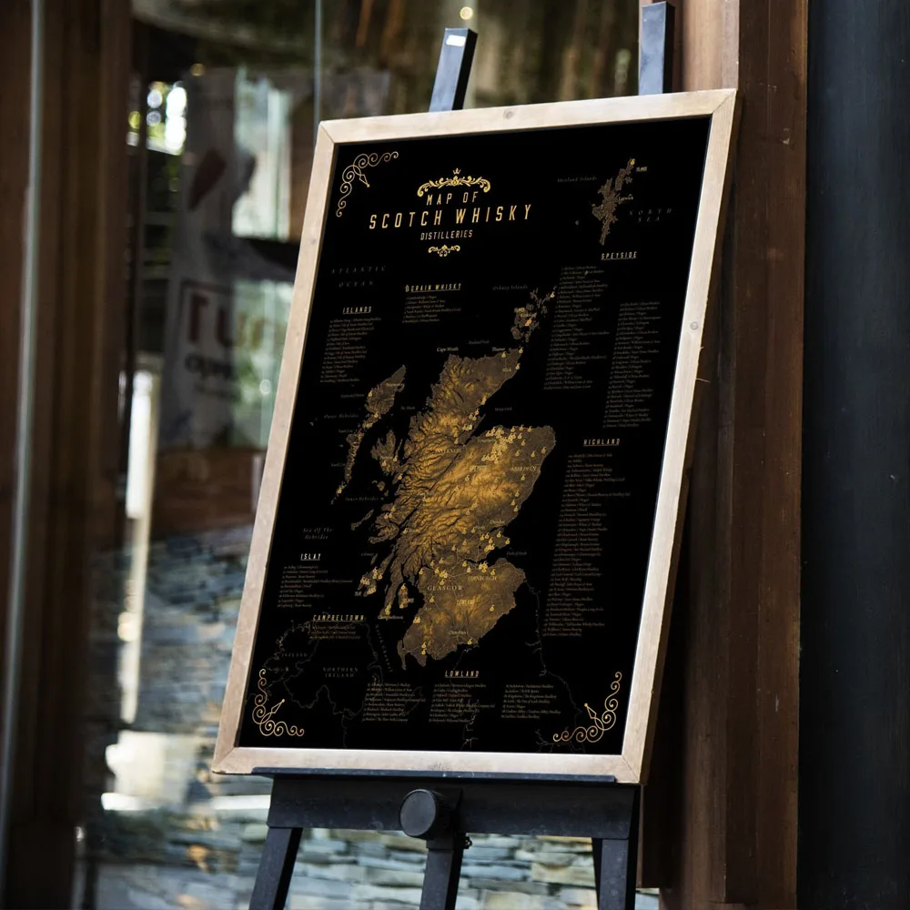 Plakat mapa whisky retro Wzór 4