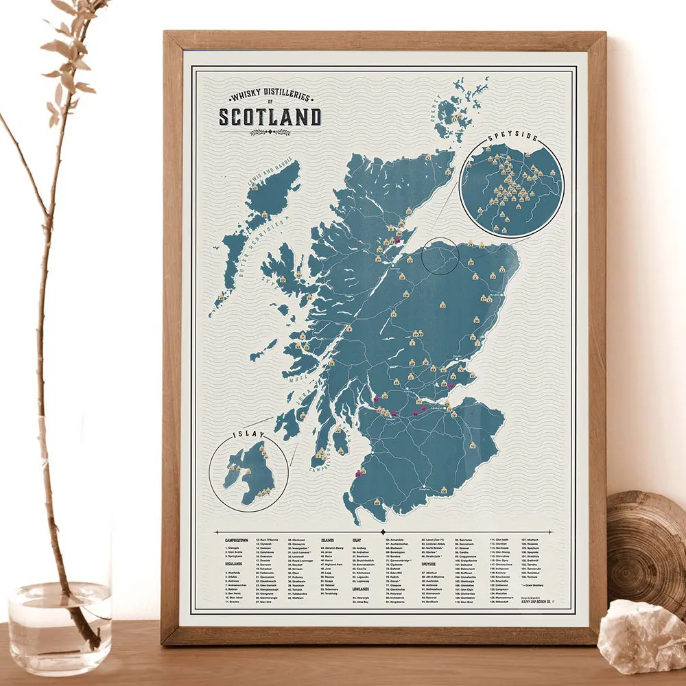 Plakat mapa whisky retro Wzór 5