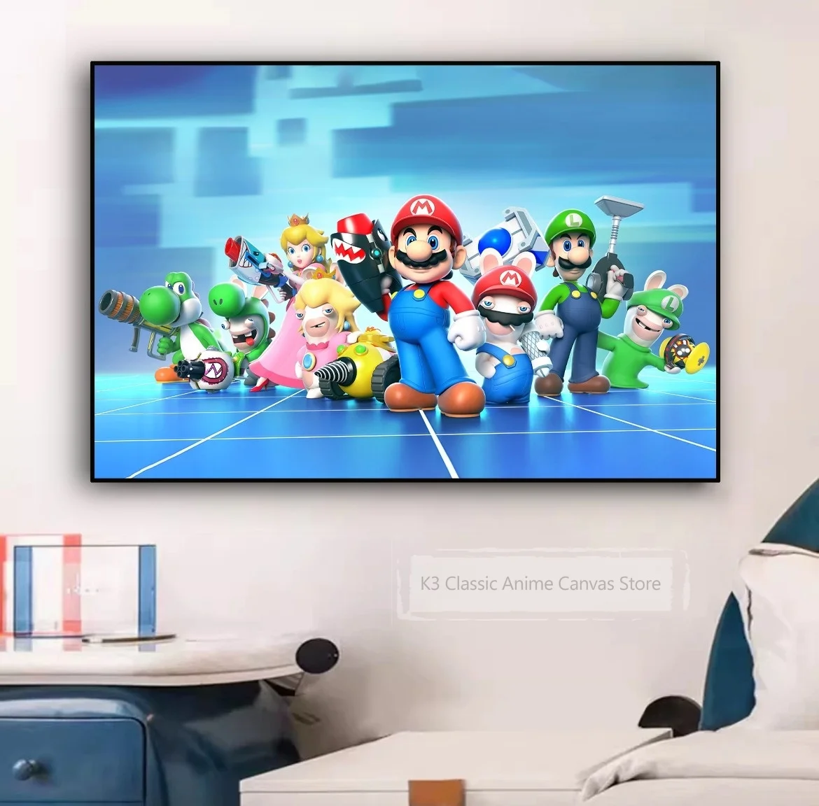 Mario w stylu Gwiaździstej Nocy - plakat do pokoju Jasnożółty