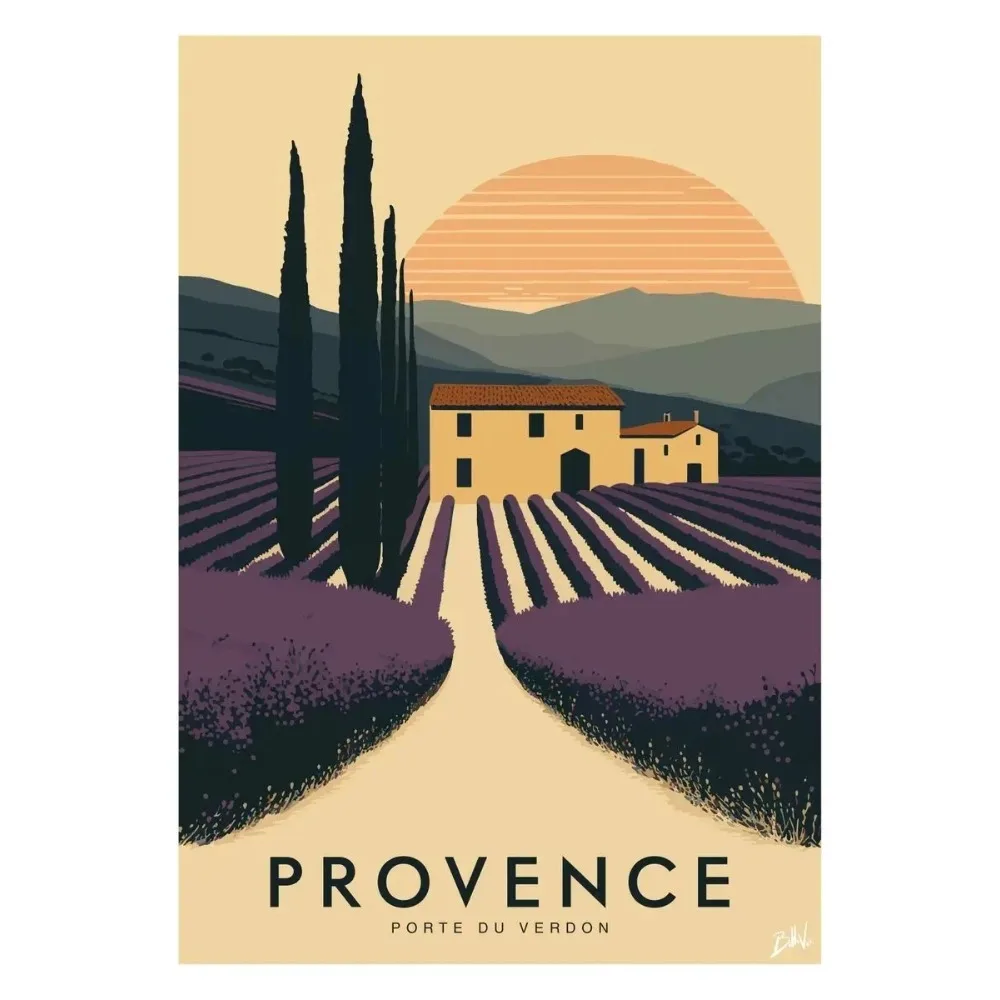 Plakat Marsylia Pétanque Verdon Retro Podróże Wzór 9