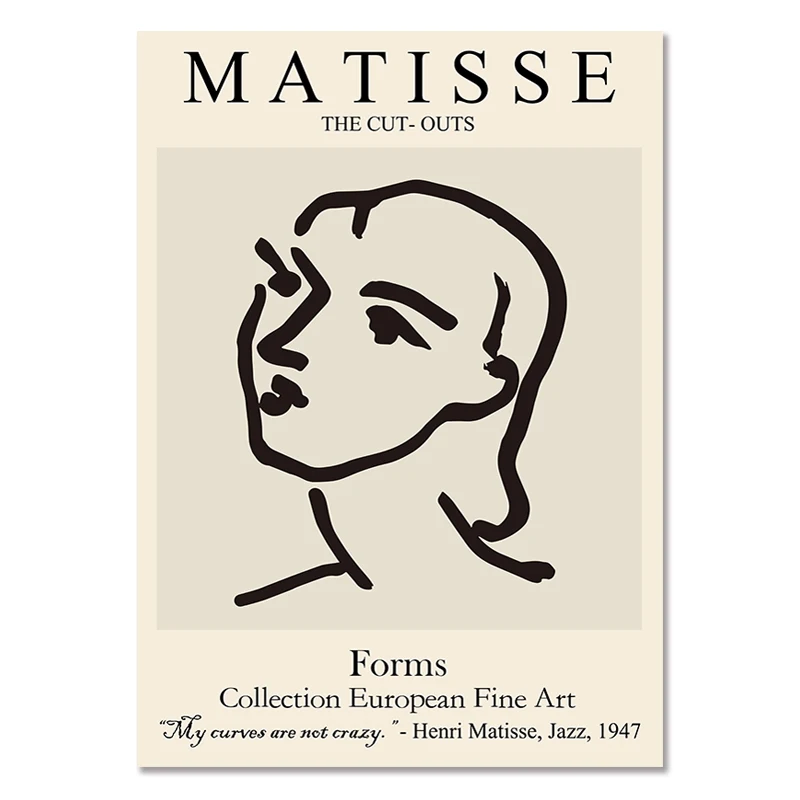Plakat Matisse abstrakcyjna linia i liście 03