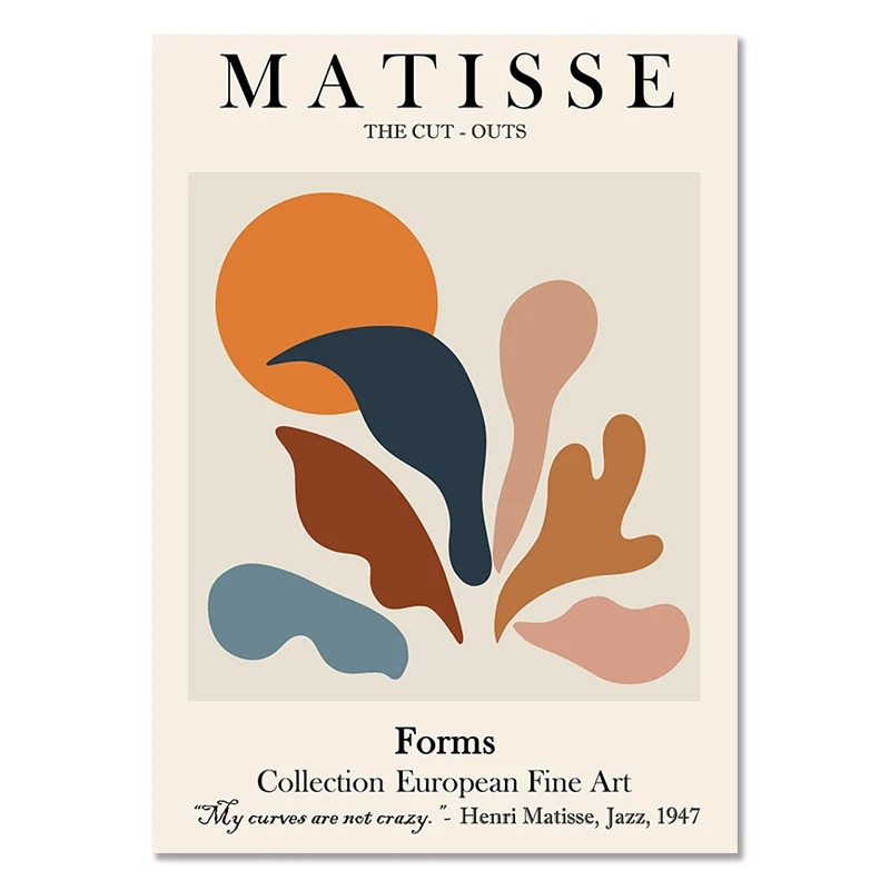 Plakat Matisse abstrakcyjna linia i liście 05
