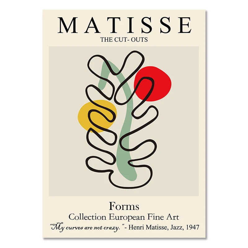 Plakat Matisse abstrakcyjna linia i liście 08