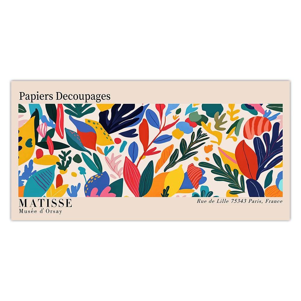 Plakat Matisse Bauhaus - geometryczne liście abstrakcja Burgundia