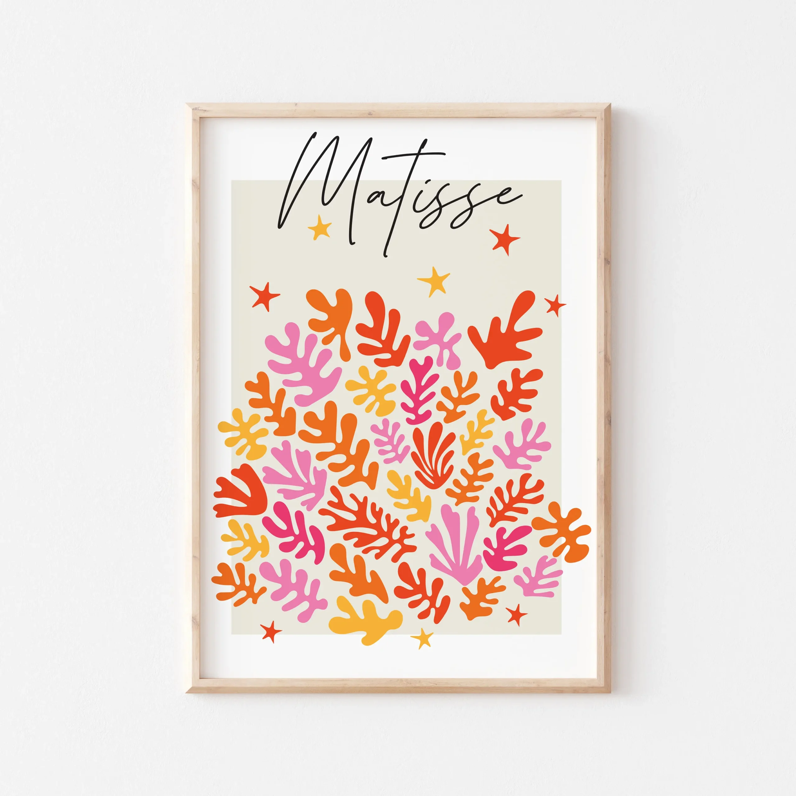 Matisse - kolorowy plakat z kwiatami i liśćmi Wzór 2