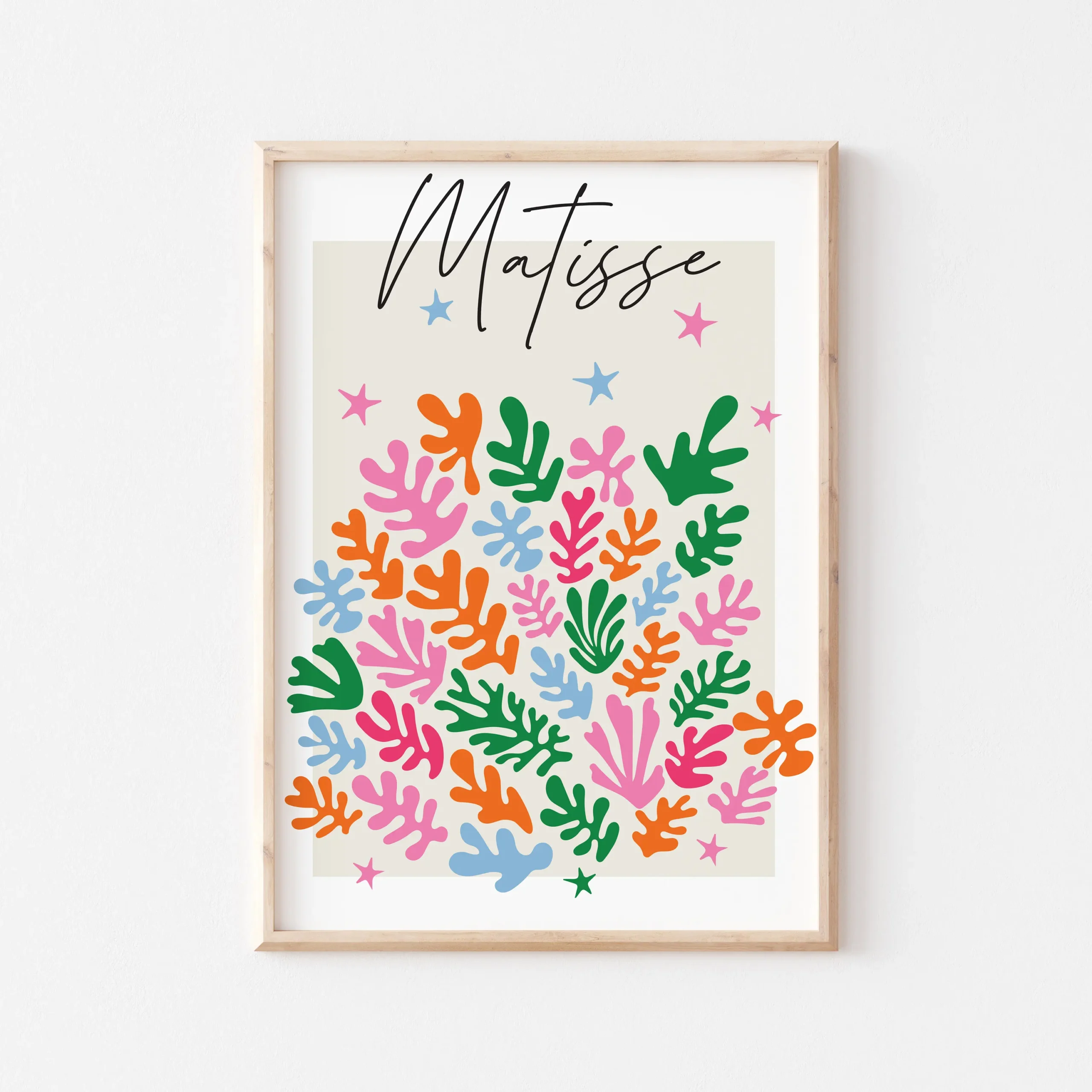 Matisse - kolorowy plakat z kwiatami i liśćmi Wzór 7