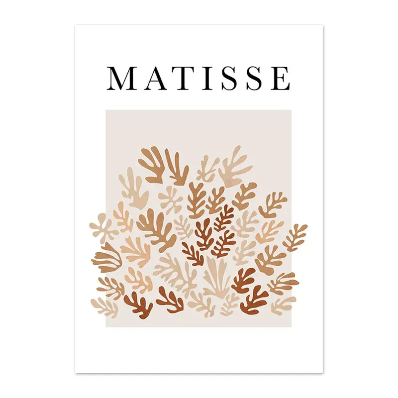 Plakat Matisse koralowe linie na beżu Czarny