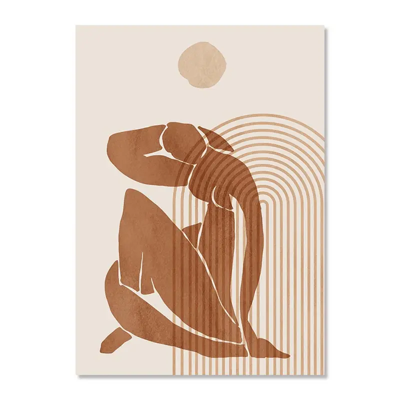 Plakat Matisse koralowe linie na beżu Jasnozielony