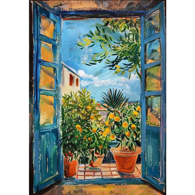 Plakat krajobraz - otwarte okno wg Matisse'a Wzór 8
