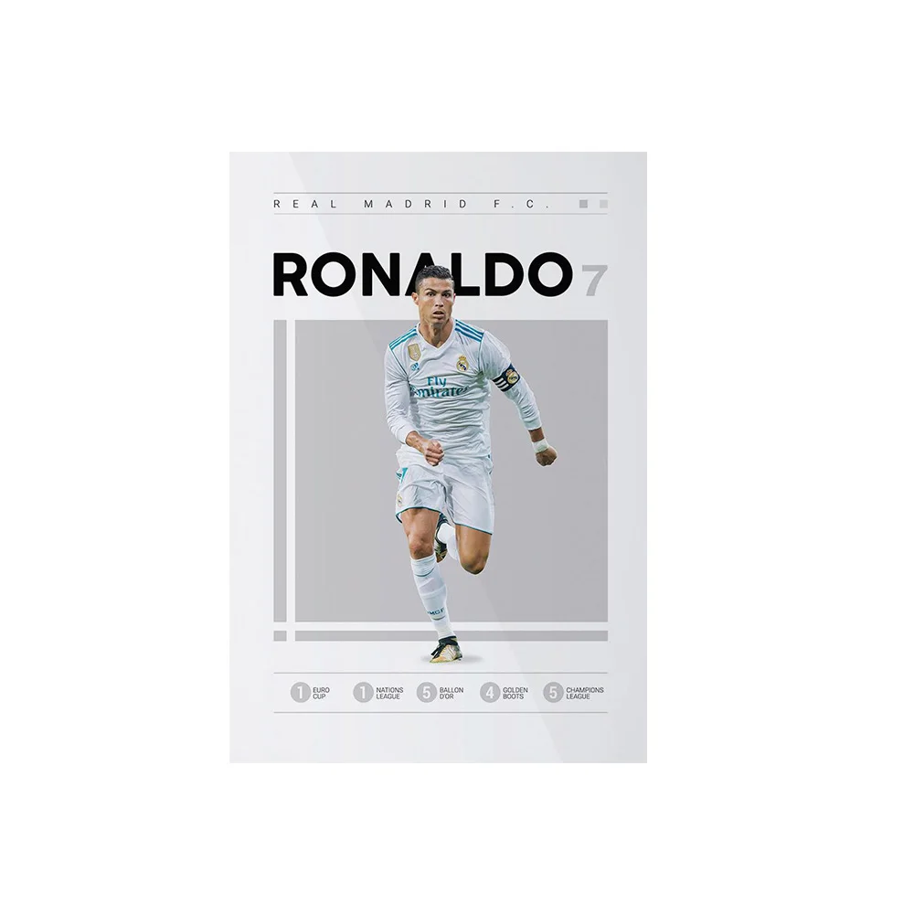 Plakat Messi i Ronaldo piłka nożna Beżowy