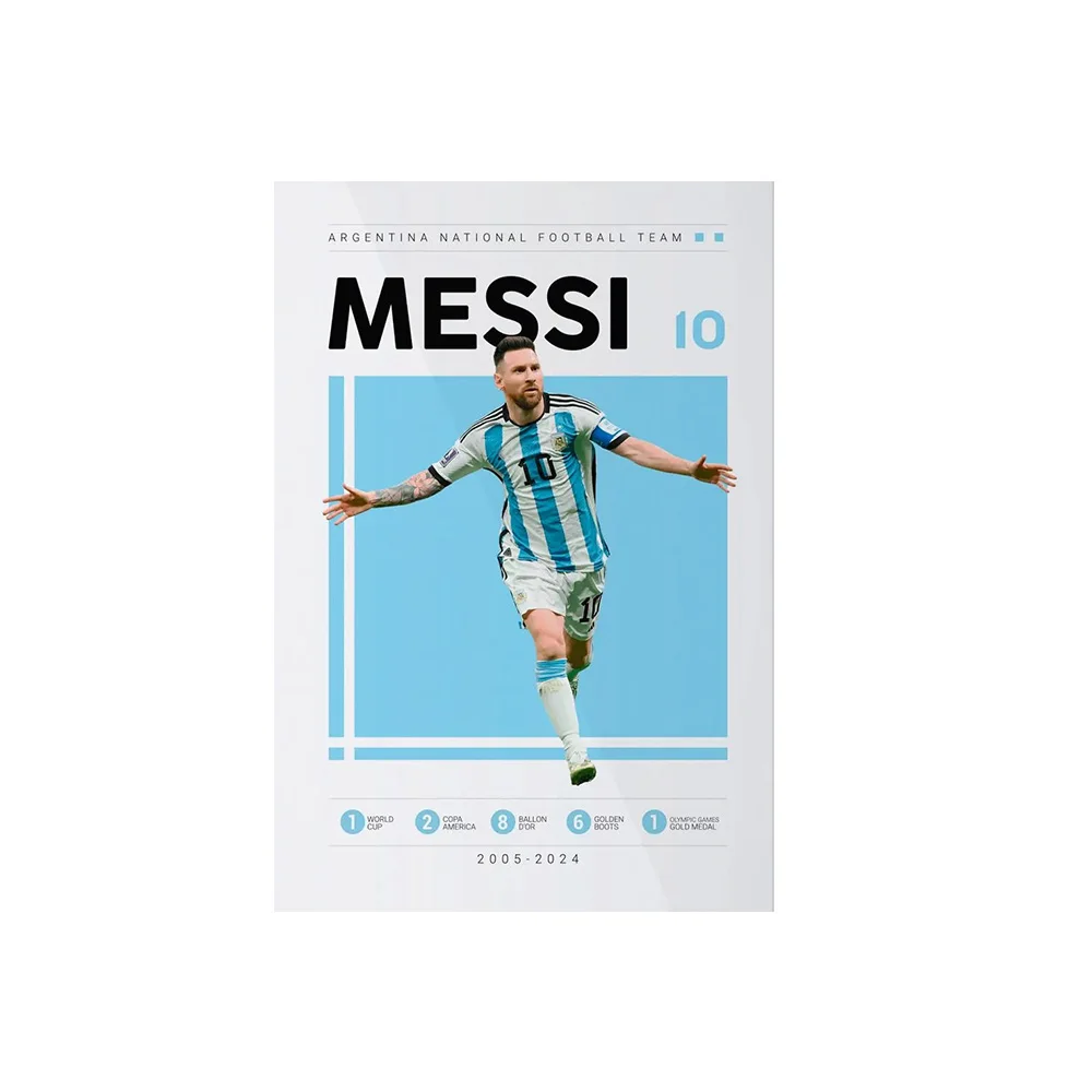 Plakat Messi i Ronaldo piłka nożna Biały