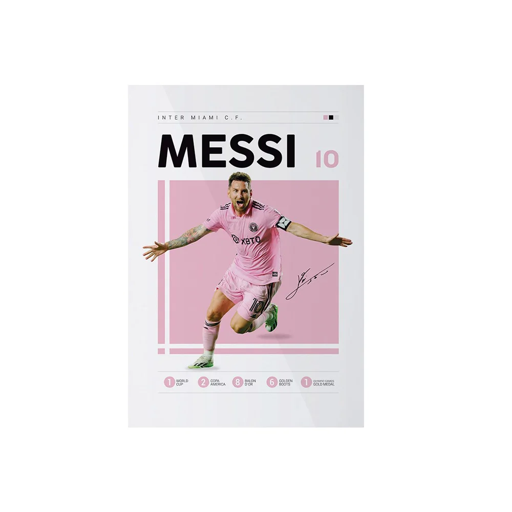 Plakat Messi i Ronaldo piłka nożna Błękitny