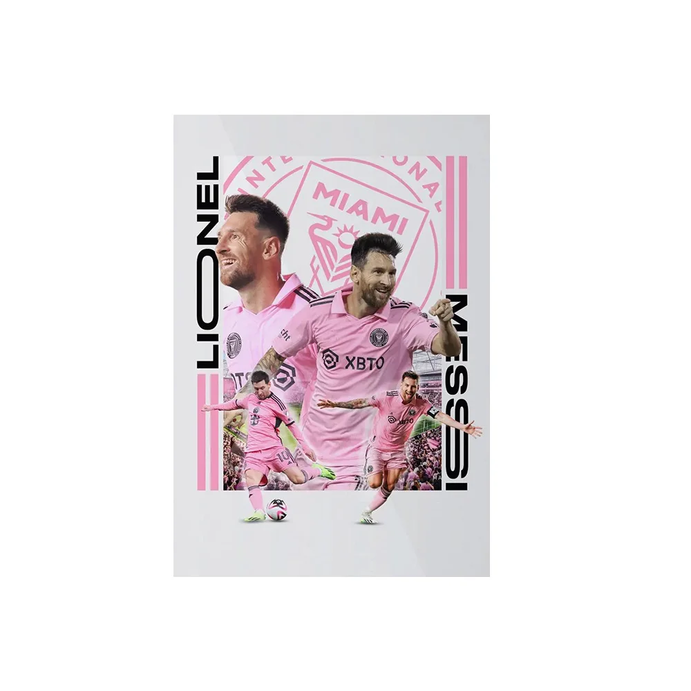 Plakat Messi i Ronaldo piłka nożna Fioletowy