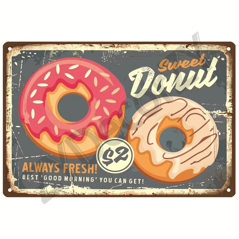 Plakat metalowy Diner retro vintage do kuchni Jasny
