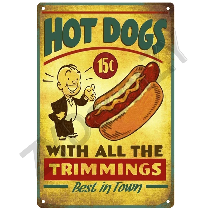 Plakat metalowy Diner retro vintage do kuchni Pomarańczowy