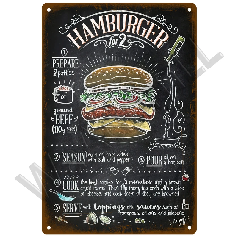 Plakat metalowy Diner retro vintage ścienny Biały