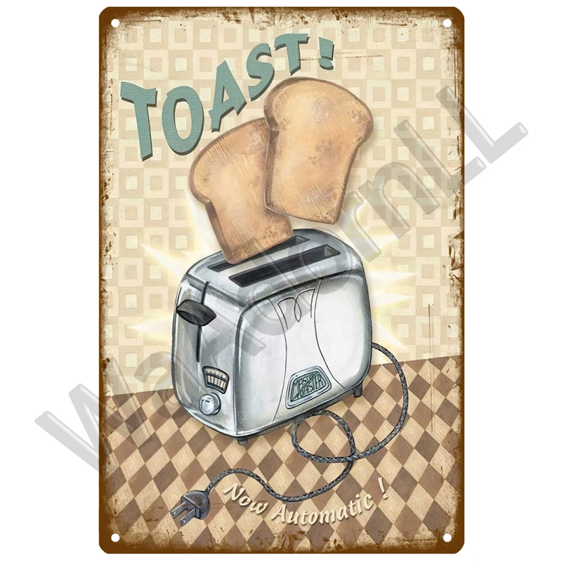 Plakat metalowy Diner retro vintage ścienny żółty