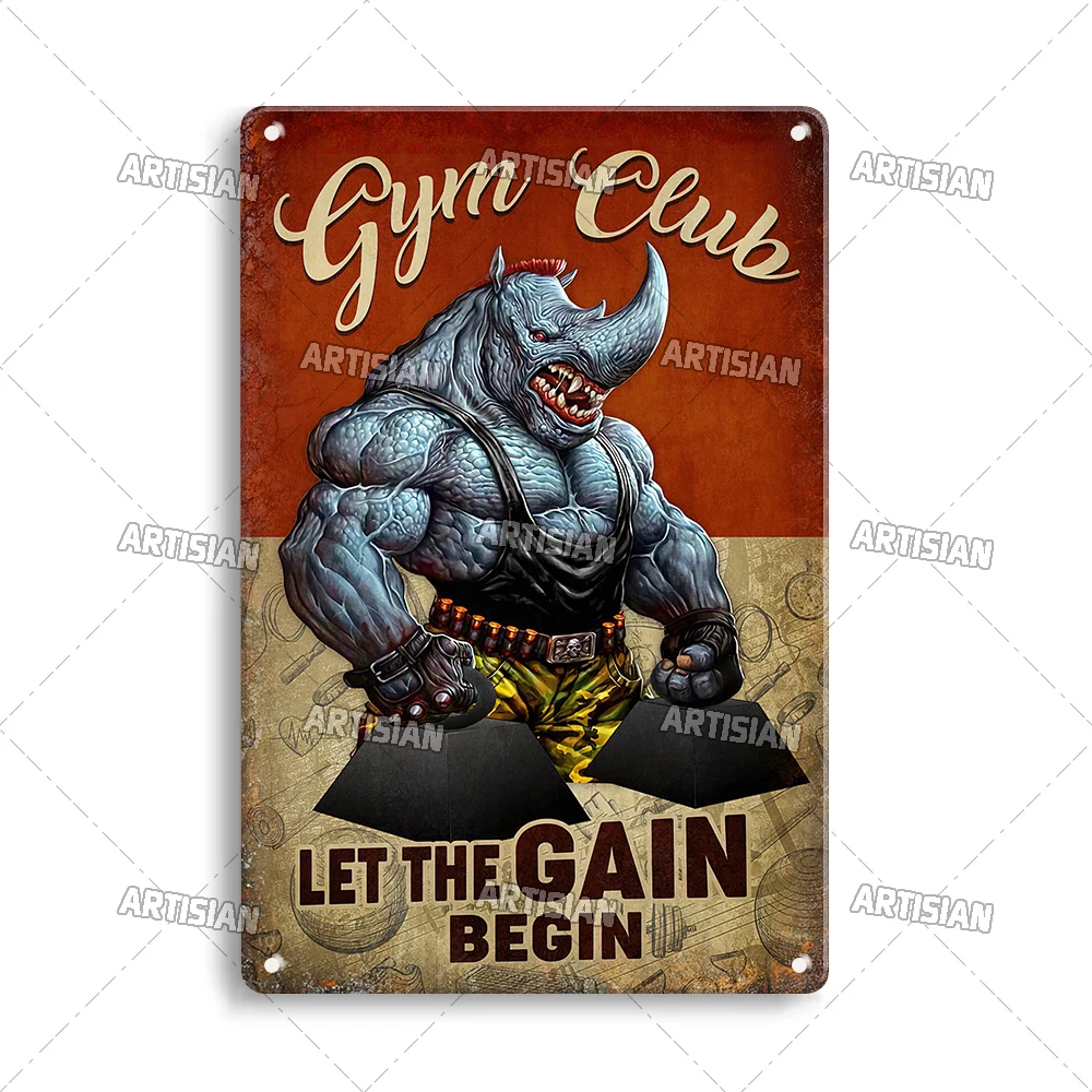 Plakat metalowy Gym - motywacyjna tablica fitness Brązowy