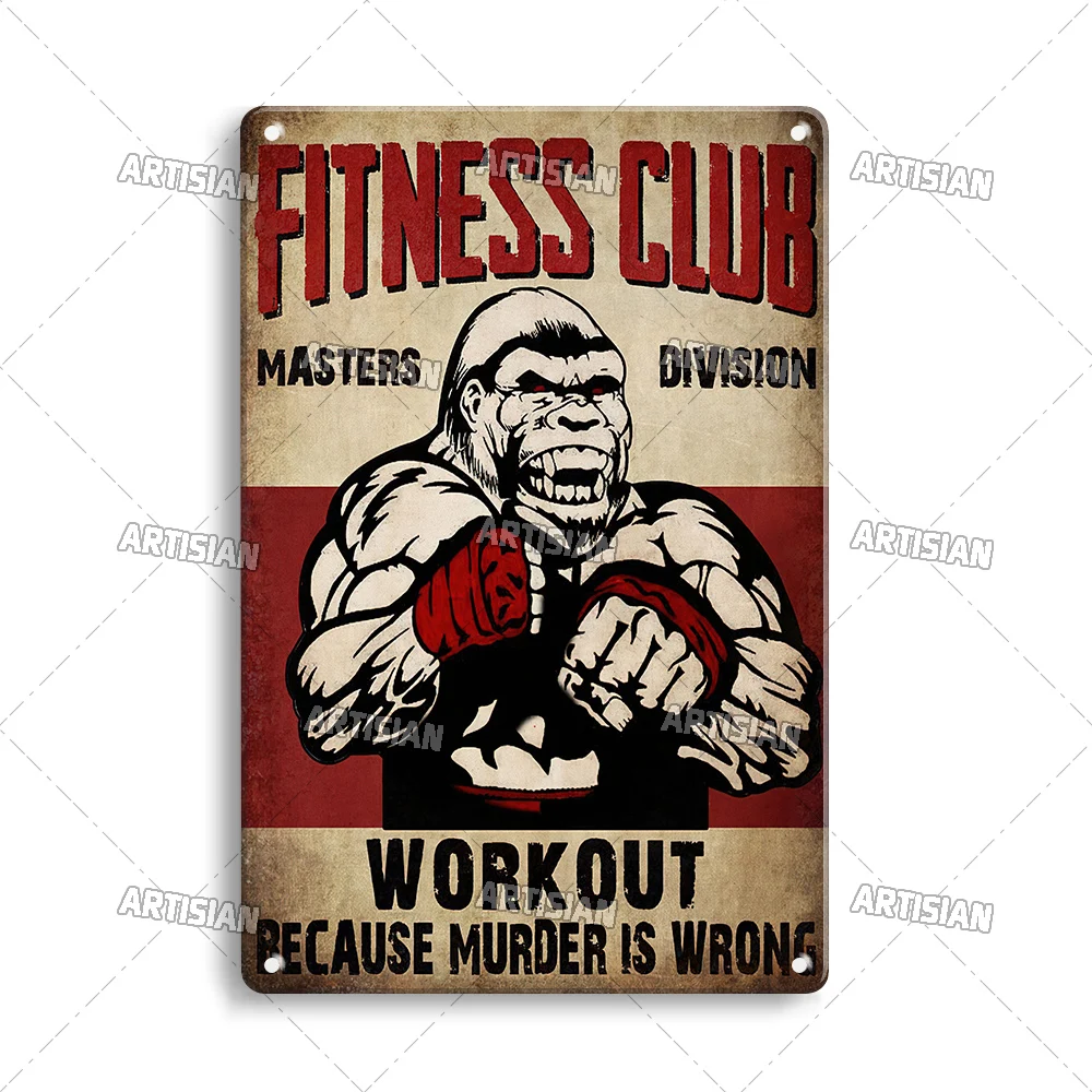 Plakat metalowy Gym - motywacyjna tablica fitness Ciemny szary