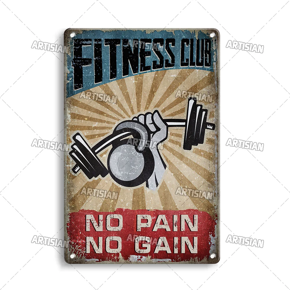 Plakat metalowy Gym - motywacyjna tablica fitness Czarny