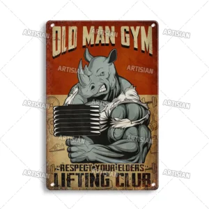 Plakat metalowy Gym - motywacyjna tablica fitness Złoty