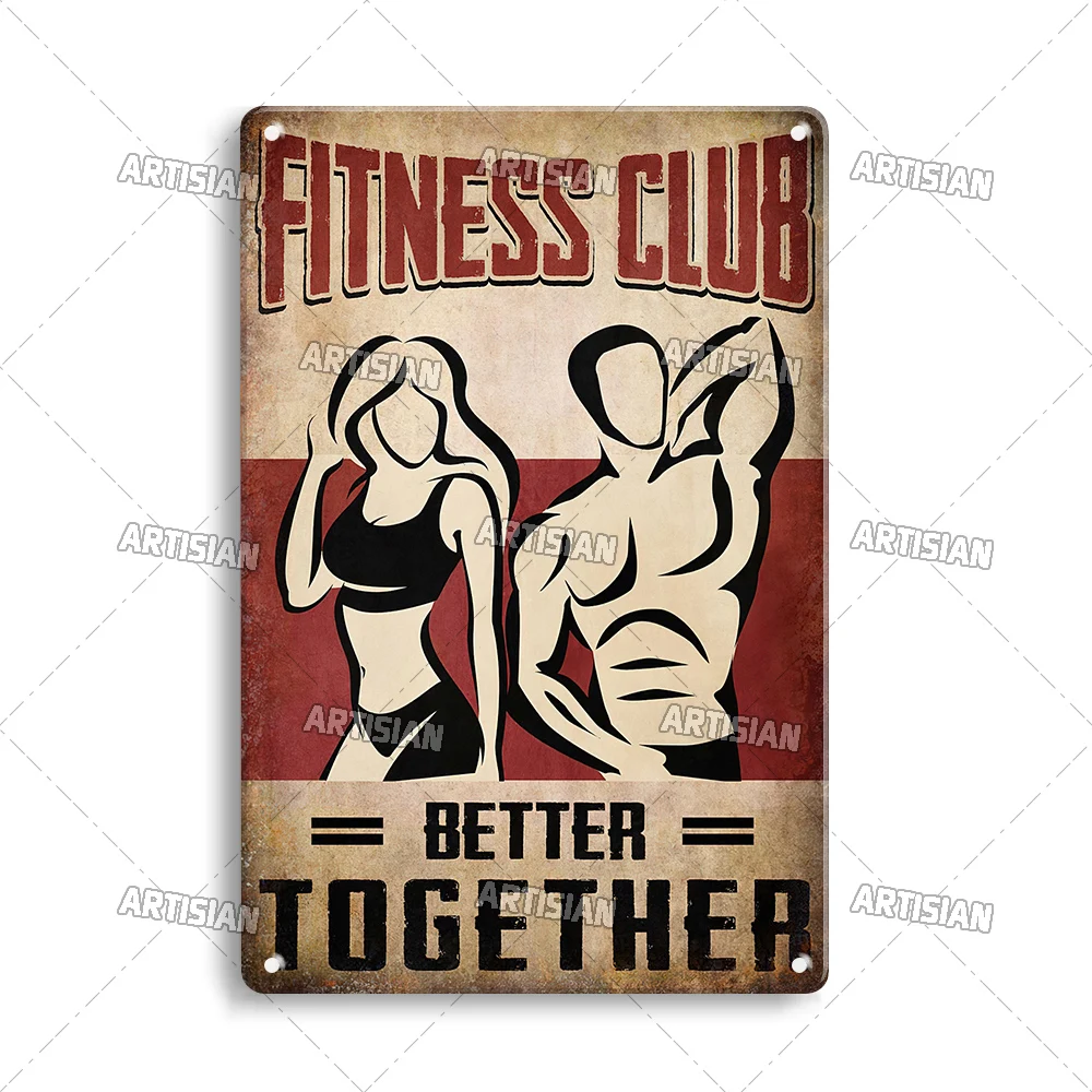 Plakat metalowy Gym - motywacyjna tablica fitness Jasnozielony
