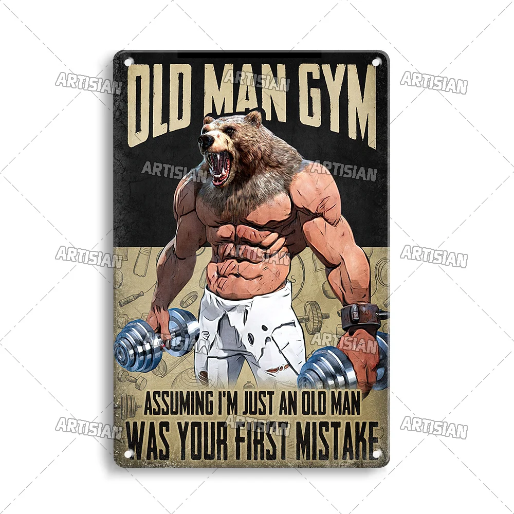 Plakat metalowy Gym - motywacyjna tablica fitness Jasny