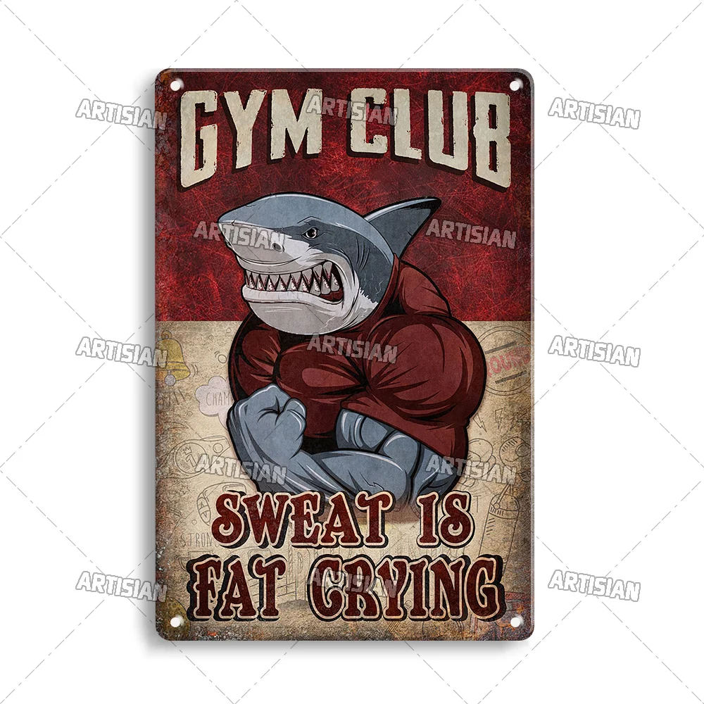Plakat metalowy Gym - motywacyjna tablica fitness Pomarańczowy