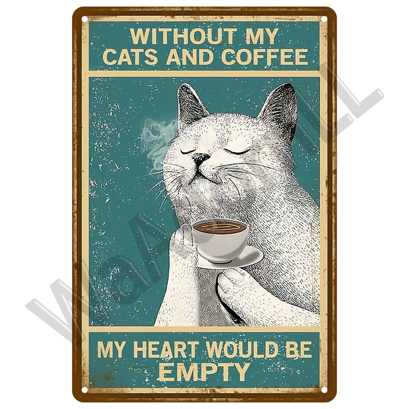 Plakat metalowy Kawa - retro tablica do kuchni Pomarańczowy