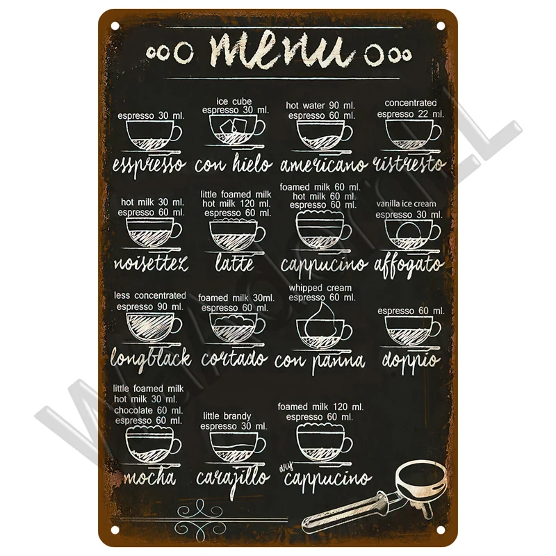 Plakat metalowy Kawa - retro tablica do kuchni śliwka