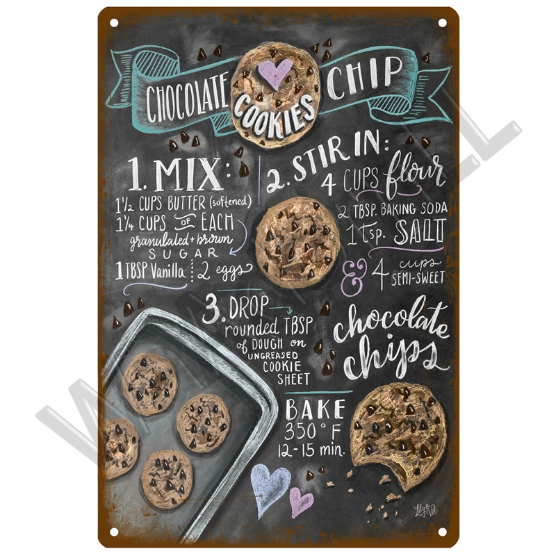 Plakat metalowy restauracyjny vintage do kuchni Czarny