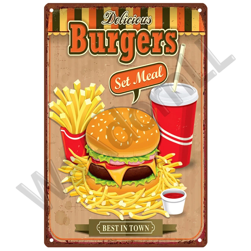 Plakat metalowy restauracyjny vintage do kuchni Fioletowy/фиолетовый
