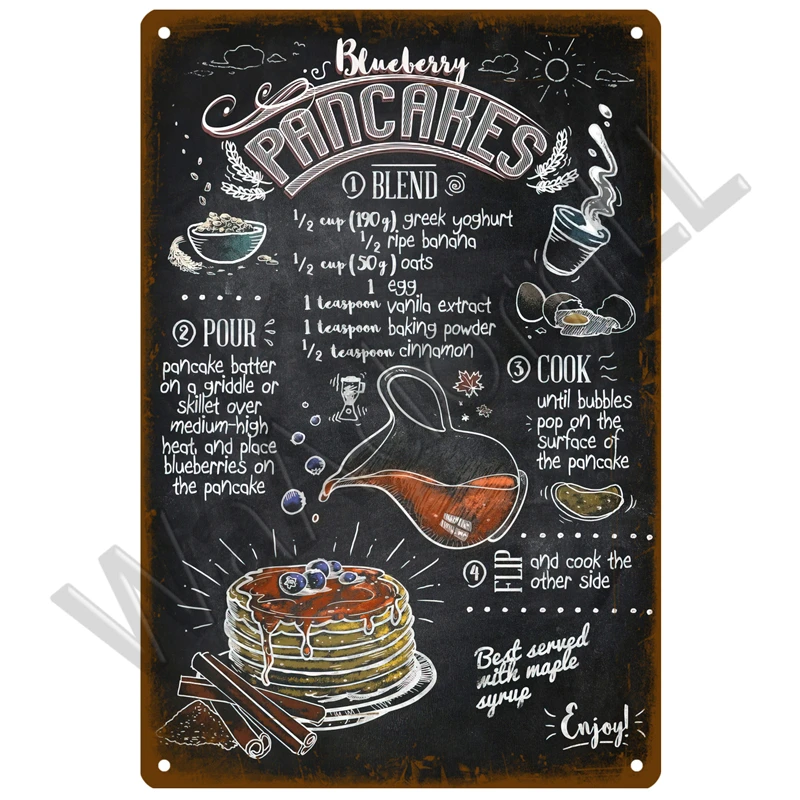 Plakat metalowy restauracyjny vintage do kuchni Fioletowy