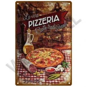 Plakat metalowy restauracyjny vintage do kuchni żółty