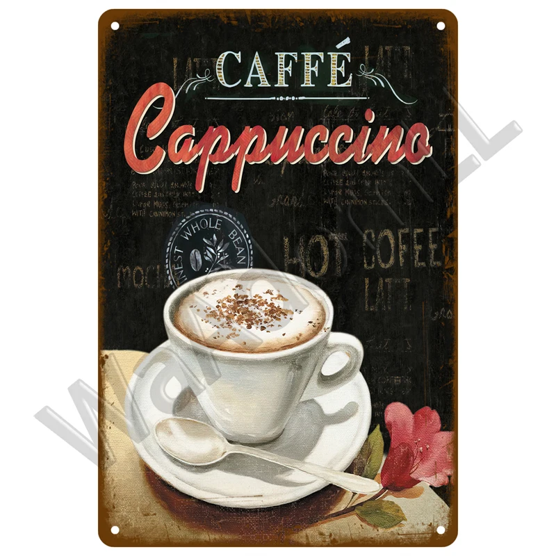 Plakat metalowy retro Kawa - tabliczka vintage Granatowy