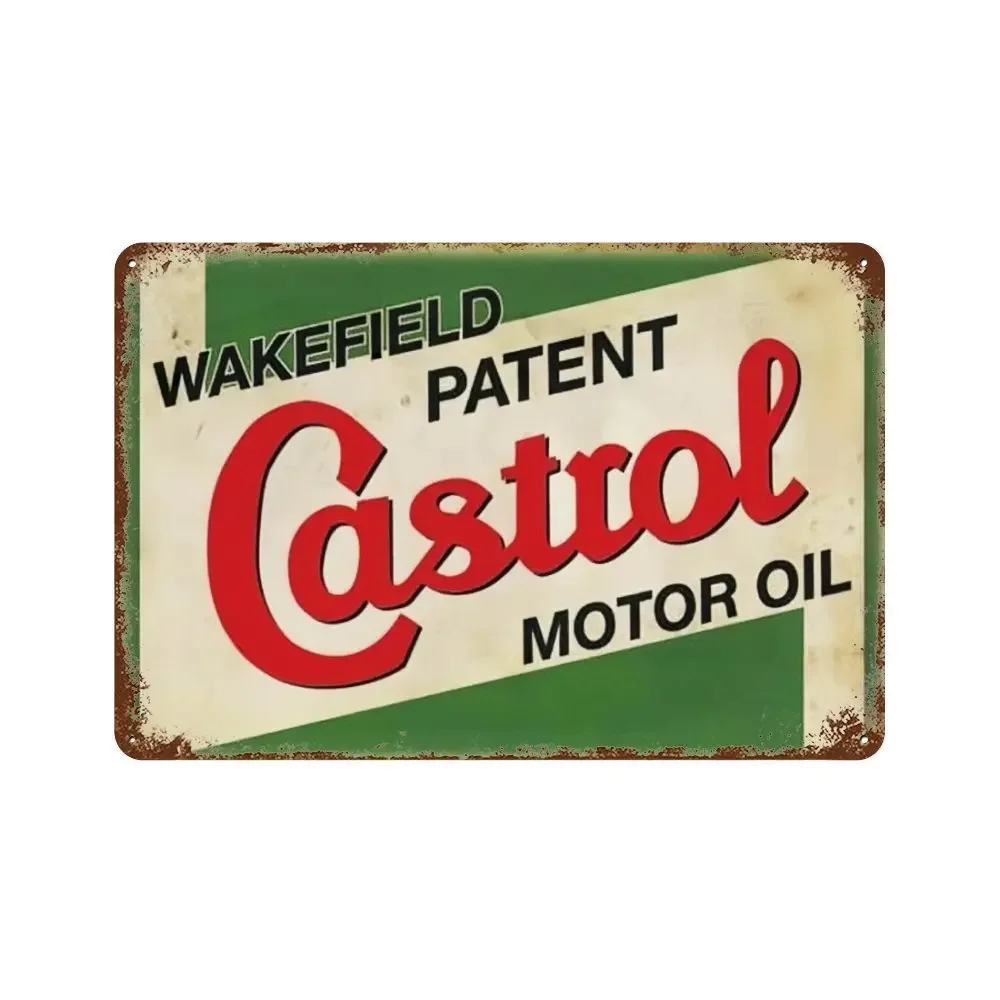 Tabliczka retro motocykl i stacja paliw Biały