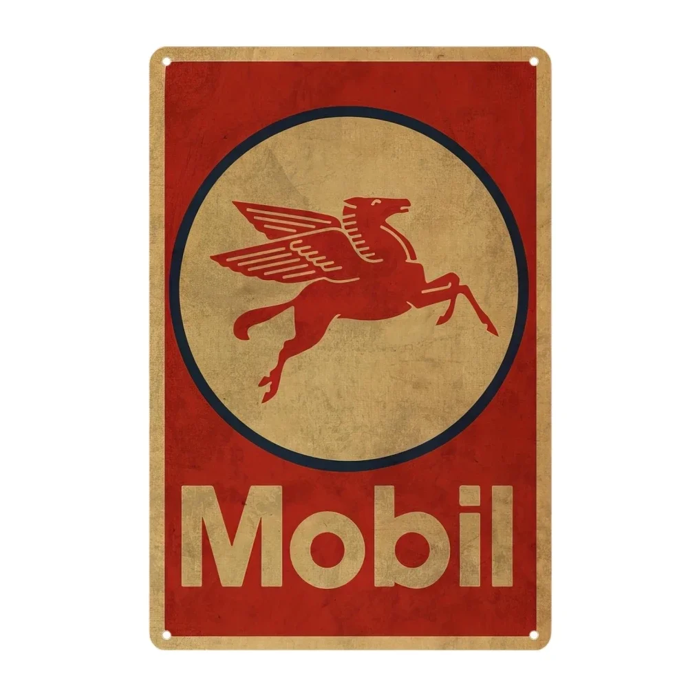 Tabliczka retro motocykl i stacja paliw Czerwonawo pomarańczowy