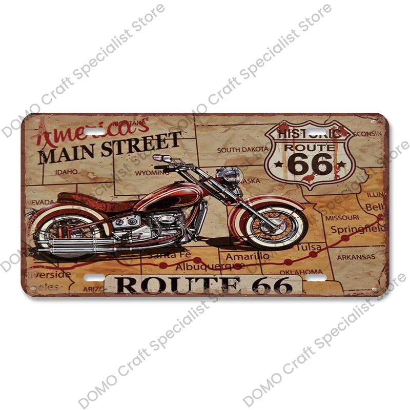 Plakat metalowy Route 66 vintage do garażu Biały