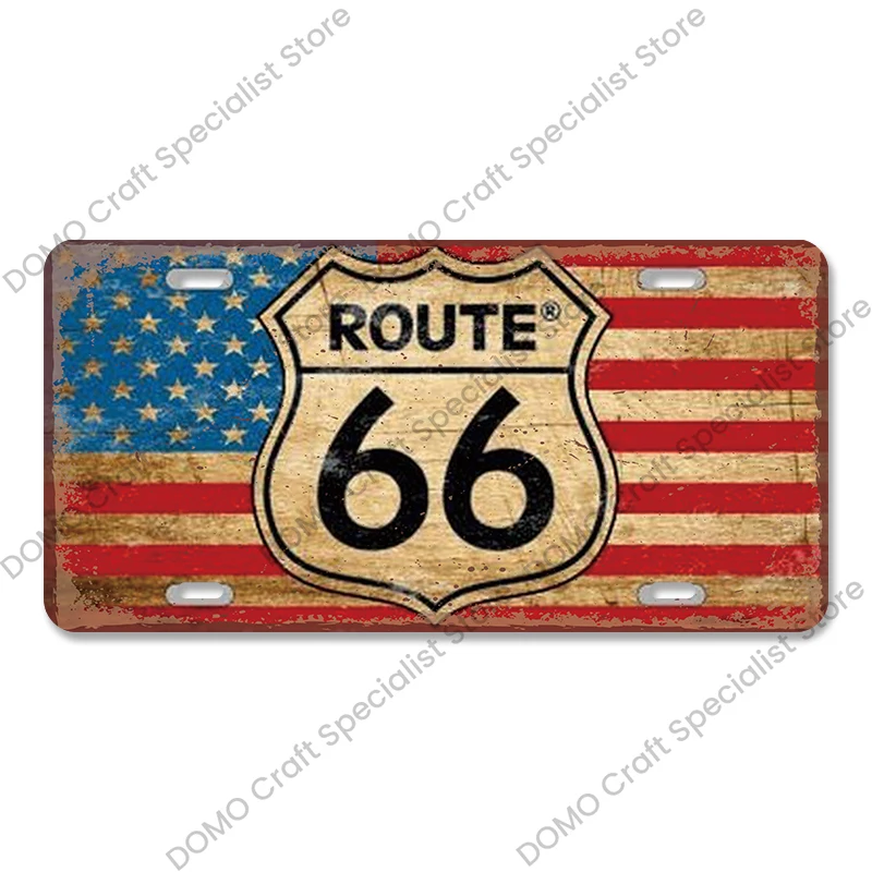 Plakat metalowy Route 66 vintage do garażu Woda zielona
