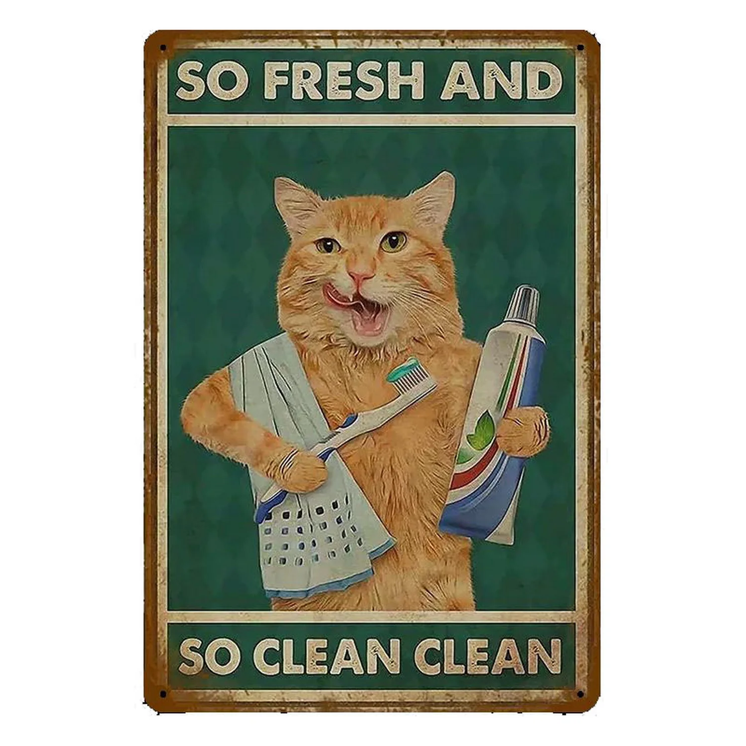 Plakat metalowy vintage retro do łazienki i baru Jasnoszary