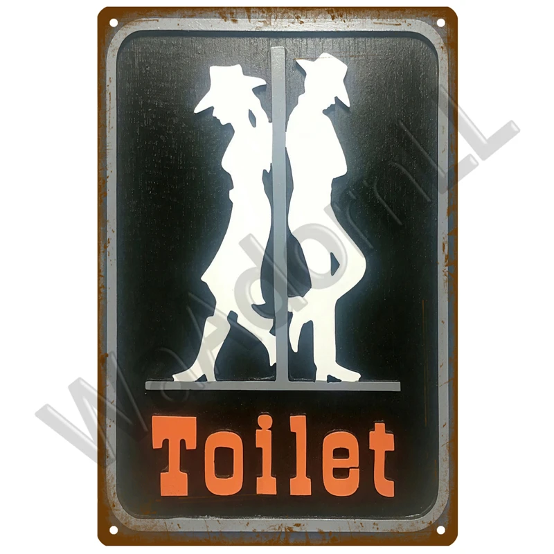 Plakat metalowy WC Toaleta retro vintage Burgundia