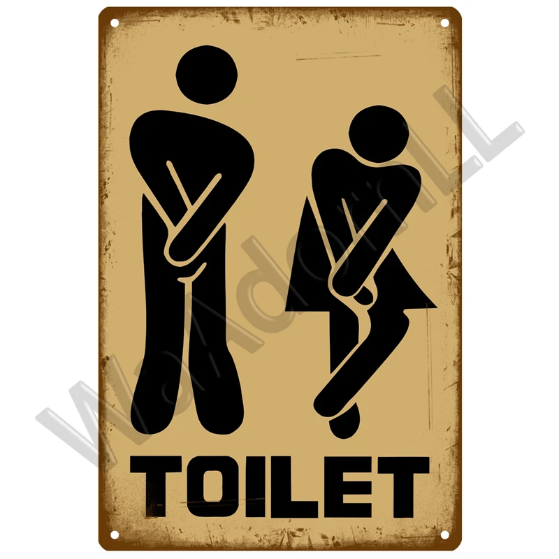 Plakat metalowy WC Toaleta retro vintage Granatowy